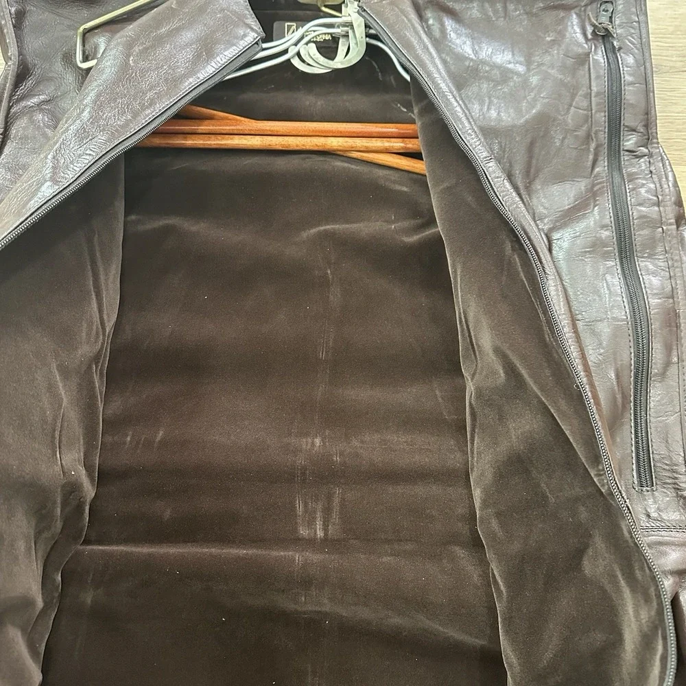 Vintage Simon of California Leather Folding Garment Bag Deep Brown 19-39